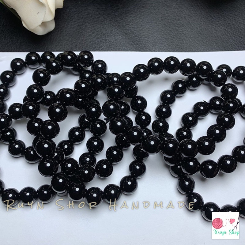 Vòng tay hạt đá đen 8mm - Nhiều kích cỡ phù hợp tay