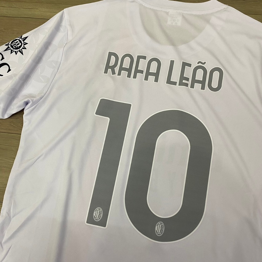 Bộ quần áo bóng đá AC Milan trắng xám in tên RAFA LEAO - số 10