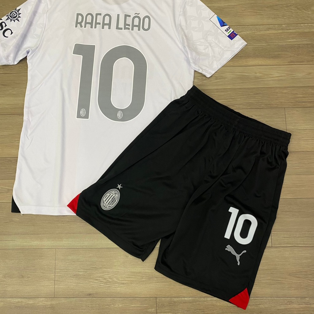 Bộ quần áo bóng đá AC Milan trắng xám in tên RAFA LEAO - số 10