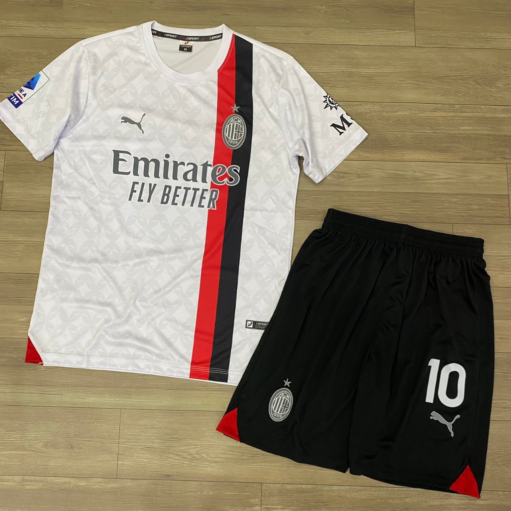 Bộ quần áo bóng đá AC Milan trắng xám in tên RAFA LEAO - số 10
