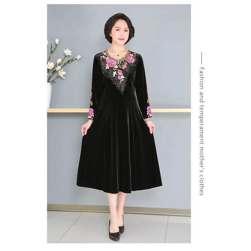 Váy nhung trung niên size đến 80kg bigsize