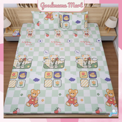 Ga Chống Thấm Couple Bear Cotton Bọc Nệm Cao Cấp Goodmama Hàng Việt Nam Chất Lượng Cao