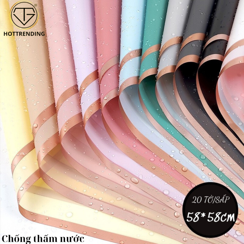 Giấy gói hoa viền đồng chống thấm nước cao cấp phong cách Hàn Quốc