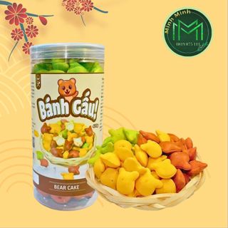 Bánh gấu nhân kem sữa mix 3 vị - lon pet 420g bánh gấu mix 3 vị