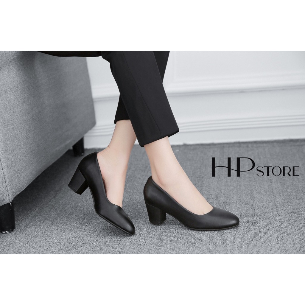 Giày Tiếp Viên  Hàng Không Công Sở Văn Phòng Nữ Mũi tròn 5CM-7CM HP Store