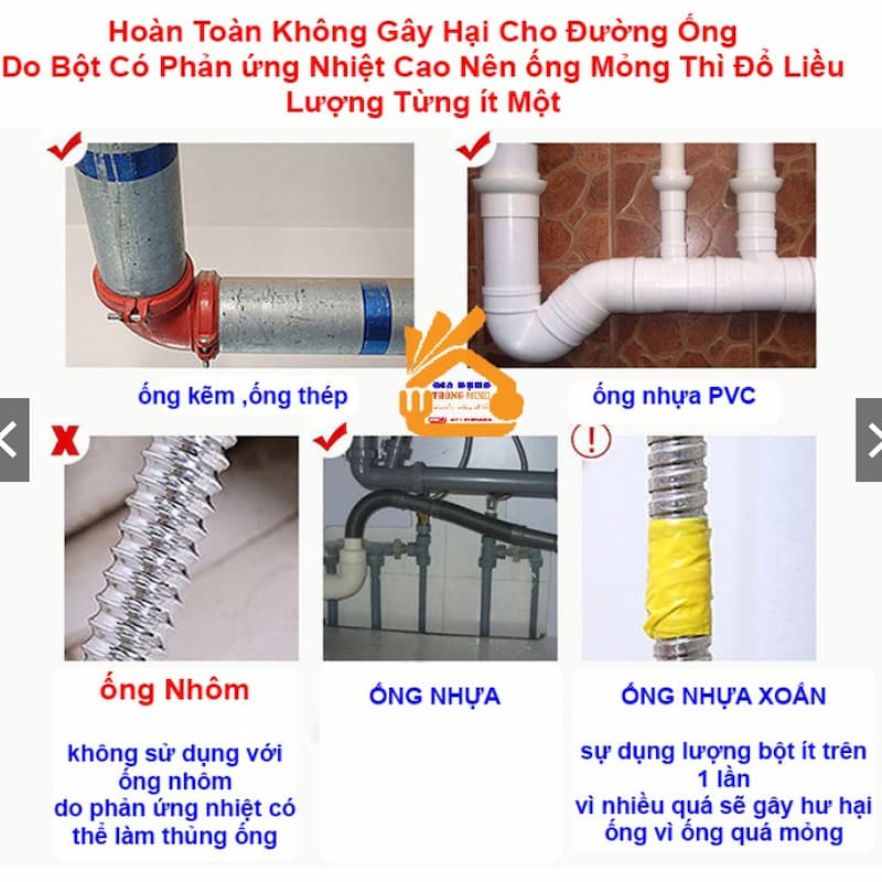 Bột thông tắc cống, đường ống nước, bồn cầu cực mạnh - nắp xanh