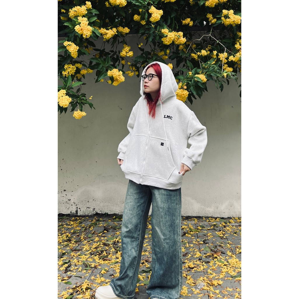 ÁO HOODIE ZIP BOXY NỈ BÔNG XÁM TIÊU LUMIHOUSE STUDENTS LMC A100