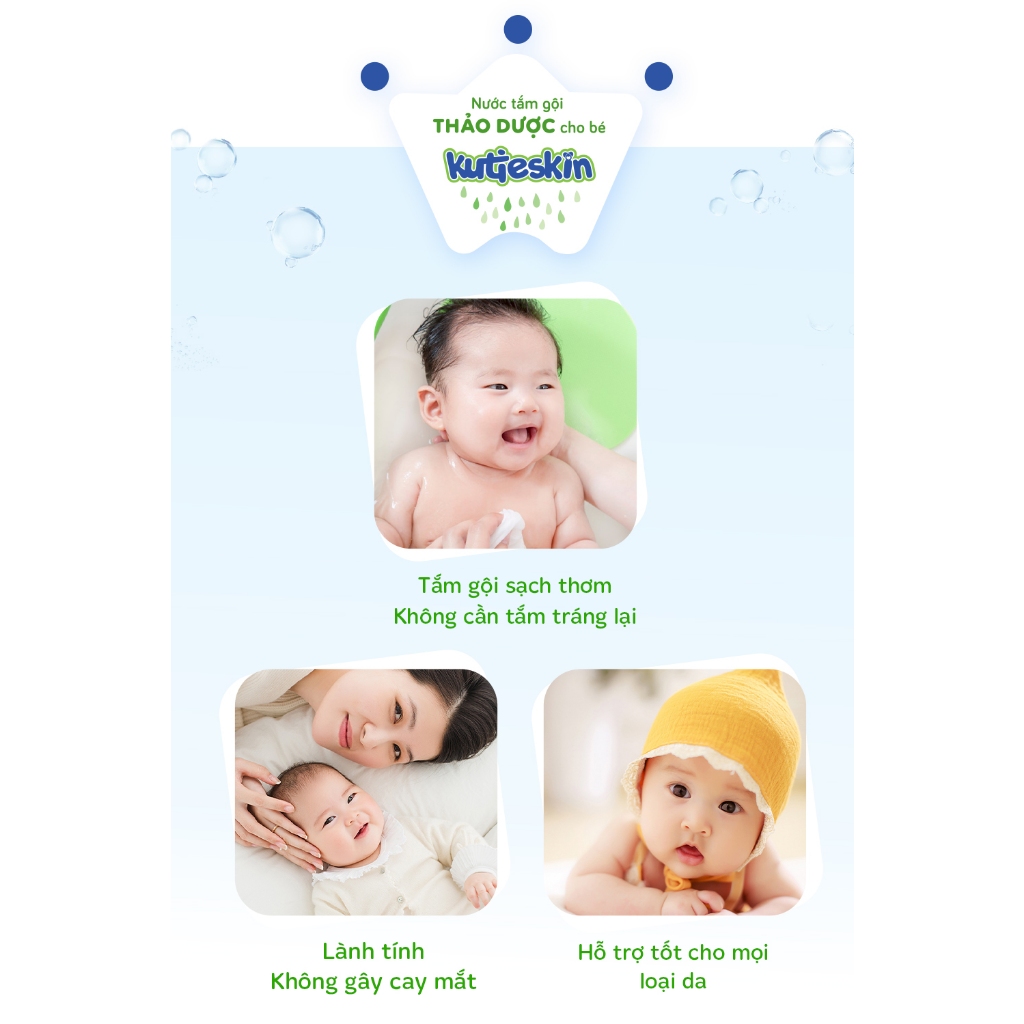 Nước tắm gội thảo dược cho bé Kutieskin 10ml