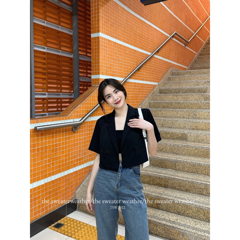 Áo blazer kiểu dáng croptop tay lỡ Maylily.Store
