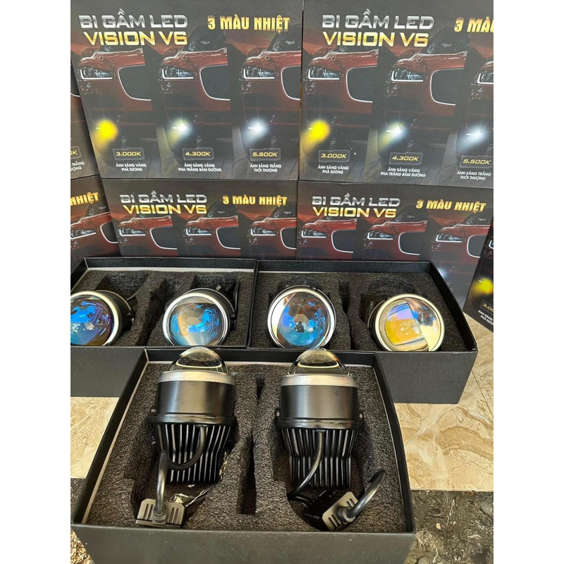 BI LED Gầm V6 Ô Tô 3 Chế Độ Màu, 2 Chế Độ Pha/Cos siêu sáng