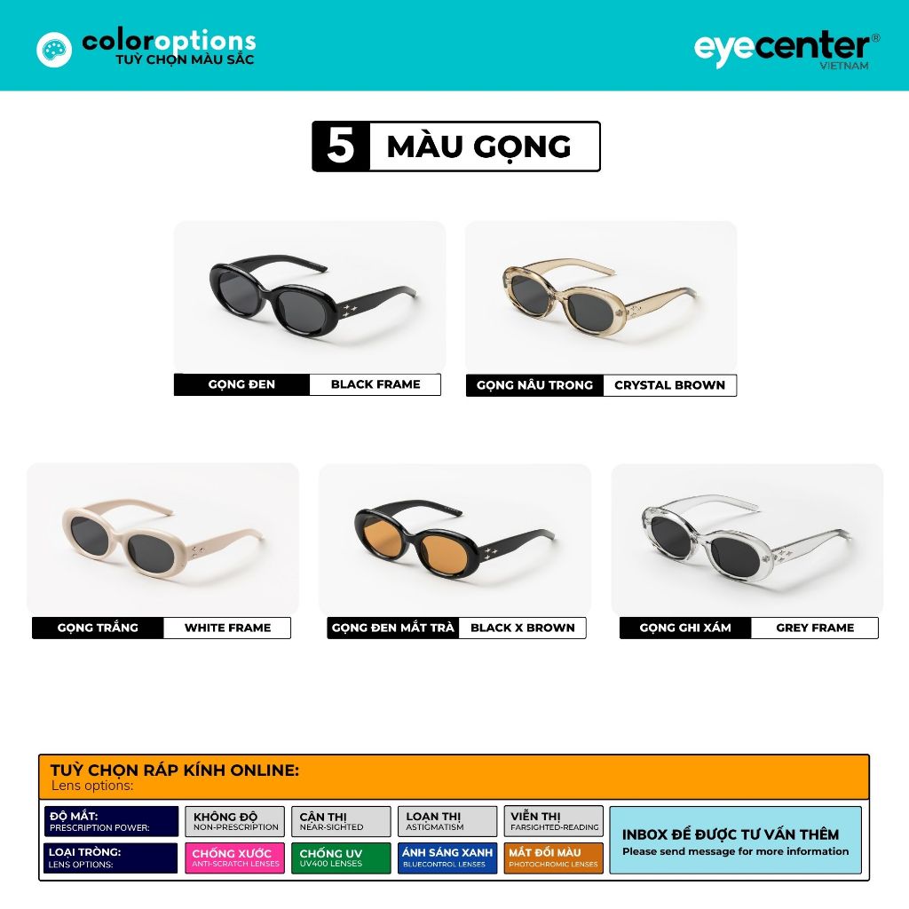 Kính mát nữ chính hãng EYECENTER S60S nhựa dẻo siêu nhẹ nhập khẩu by Eye Center Vietnam