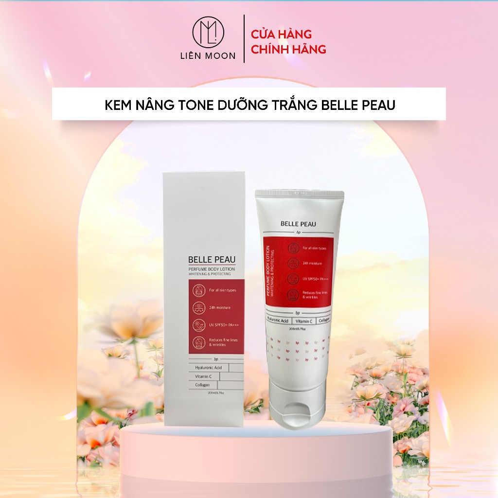 Kem dưỡng body nâng tone dưỡng da trắng mềm mại phân tử nước 3 in 1 Belle Peau