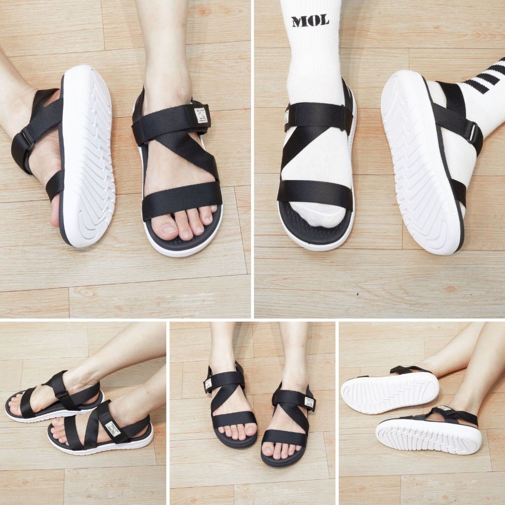 Sandal nam nữ unisex chính hãng MOL Zenstep MS6BB quai chữ Z màu đen full