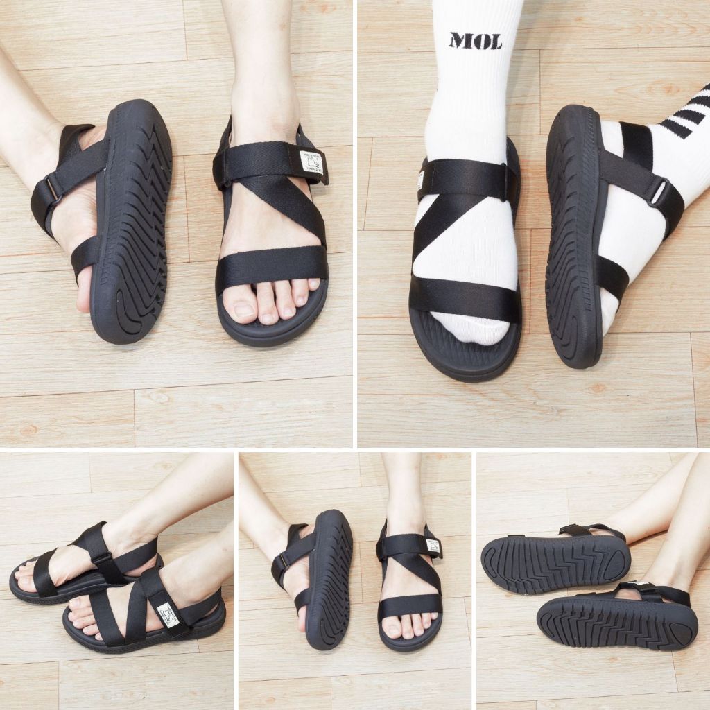 Sandal nam nữ unisex chính hãng MOL Zenstep MS6B quai chữ Z màu đen đế trắng