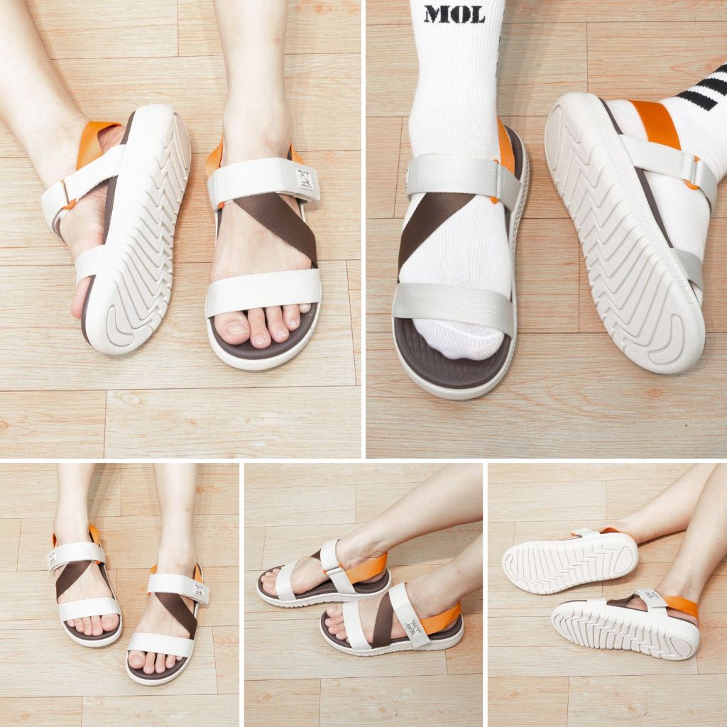 Sandal nam nữ unisex chính hãng MOL Zenstep MS6B quai chữ Z màu đen đế trắng