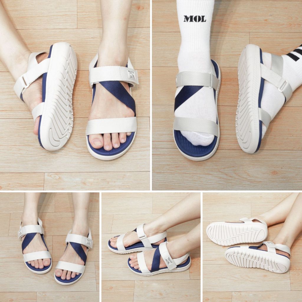 Sandal nam nữ unisex chính hãng MOL Zenstep MS6B quai chữ Z màu đen đế trắng