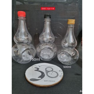 Chai hồ lô 750 ml nắp đỏ kèm chữ hỷ,kèm nơ