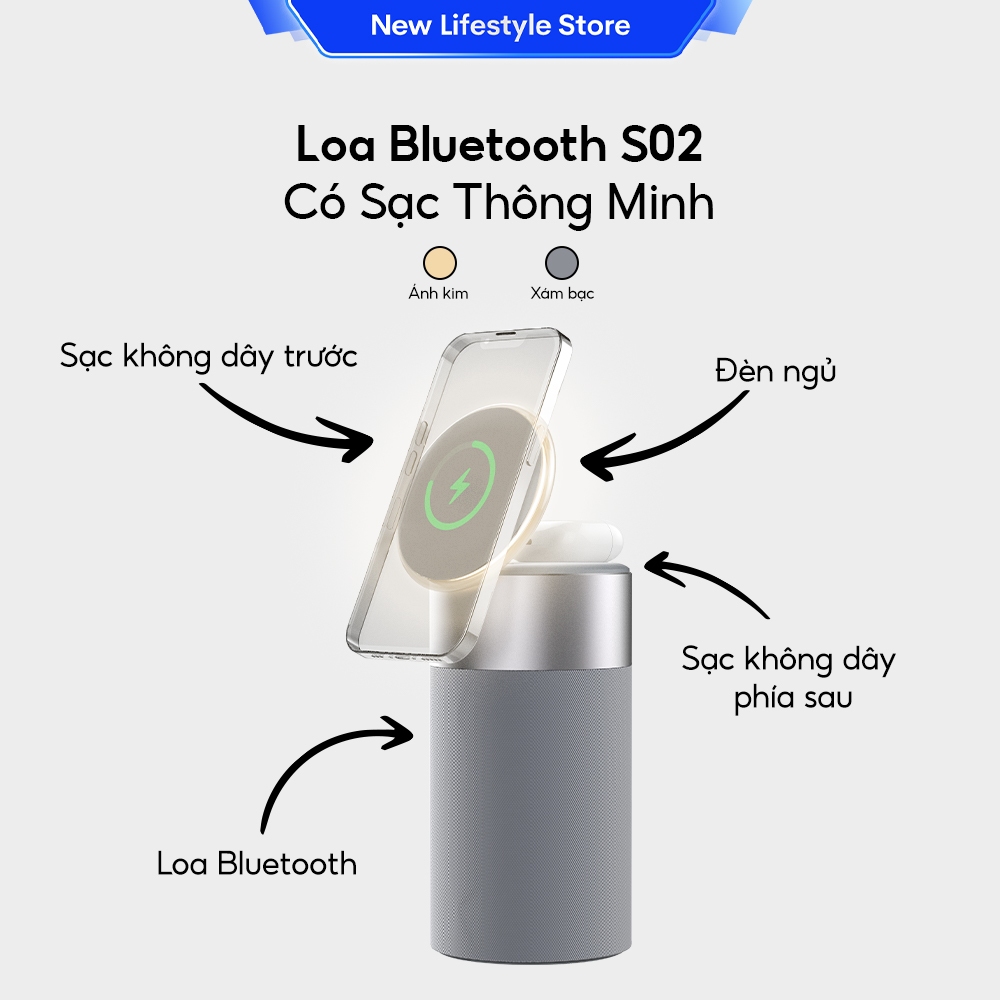 Loa Bluetooth Tích Hợp Sạc Thông Minh Không Dây S02