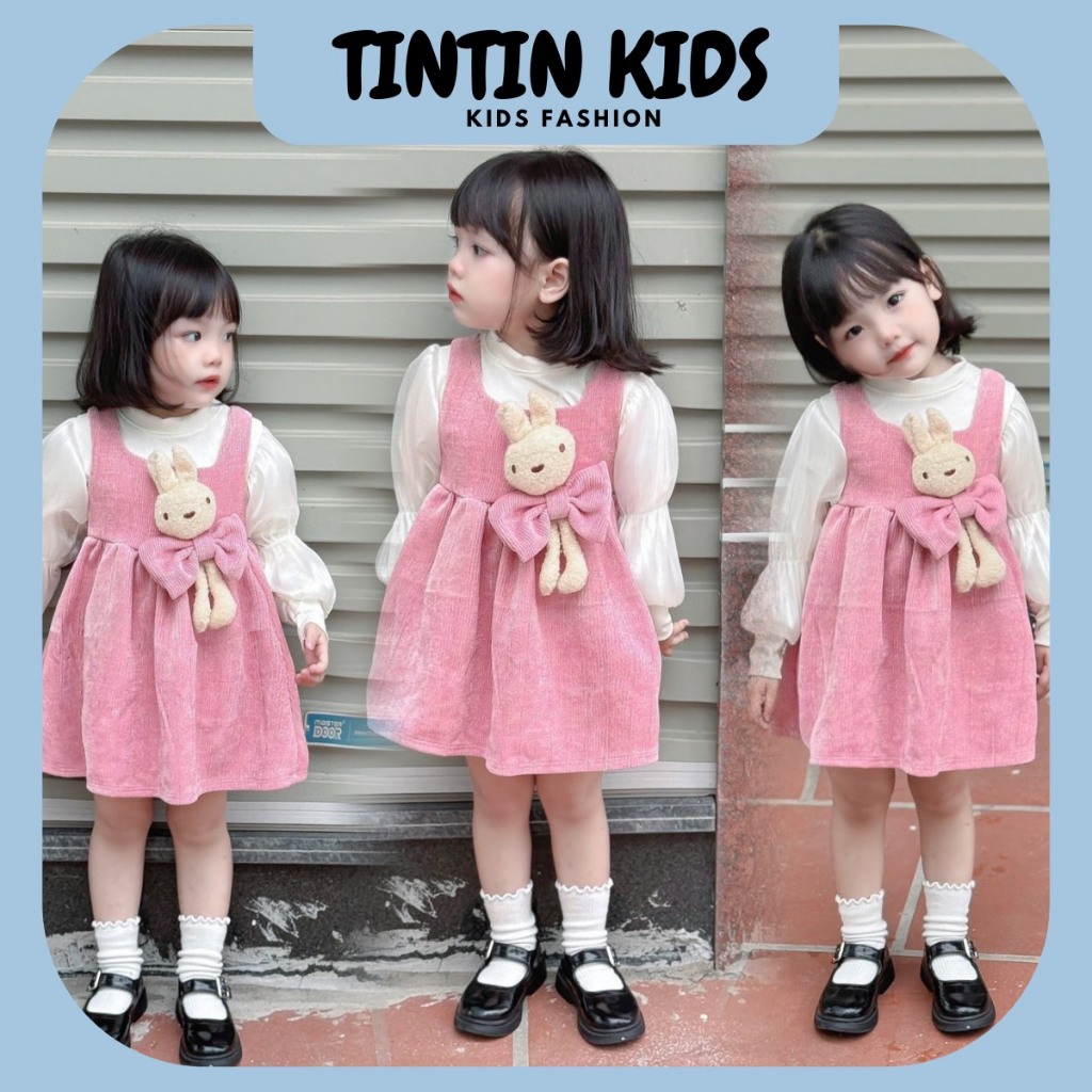 Sét váy nhung kim tuyến dài 2 chi tiết kèm gấu cho bé gái, bộ đồ cho bé 7-17kg dưới 4 tuổi