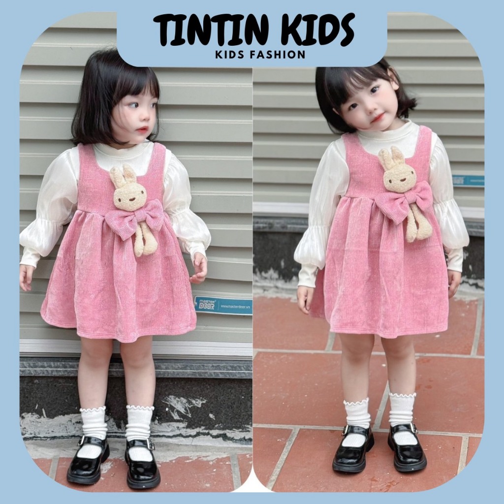 Sét váy nhung kim tuyến dài 2 chi tiết kèm gấu cho bé gái, bộ đồ cho bé 7-17kg dưới 4 tuổi