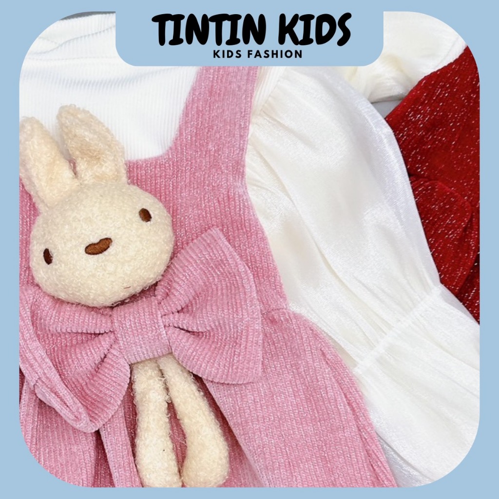 Sét váy nhung kim tuyến dài 2 chi tiết kèm gấu cho bé gái, bộ đồ cho bé 7-17kg dưới 4 tuổi