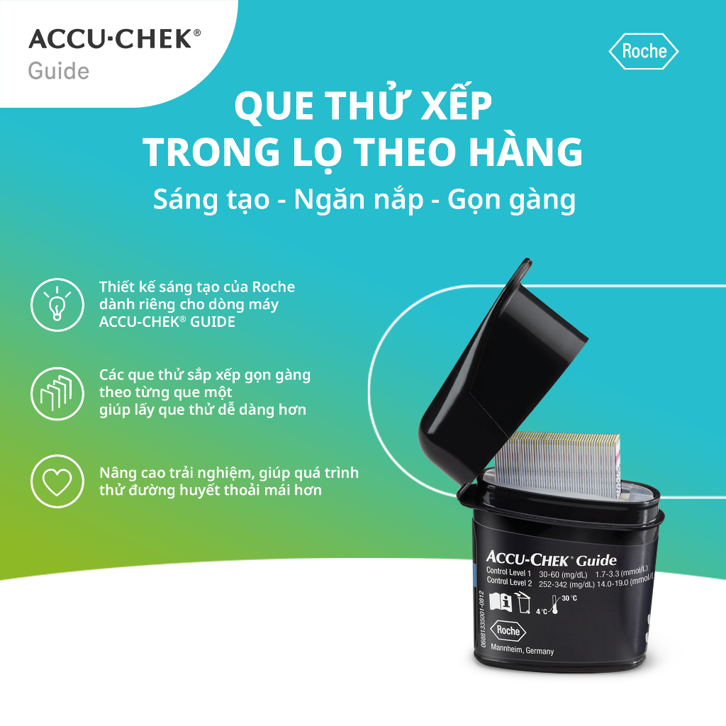 [Combo Thông Minh] Máy Đo Đường Huyết ACCU-CHEK Guide Kèm Hộp 25 Que Thử & 24 Kim Lấy Máu FastClix