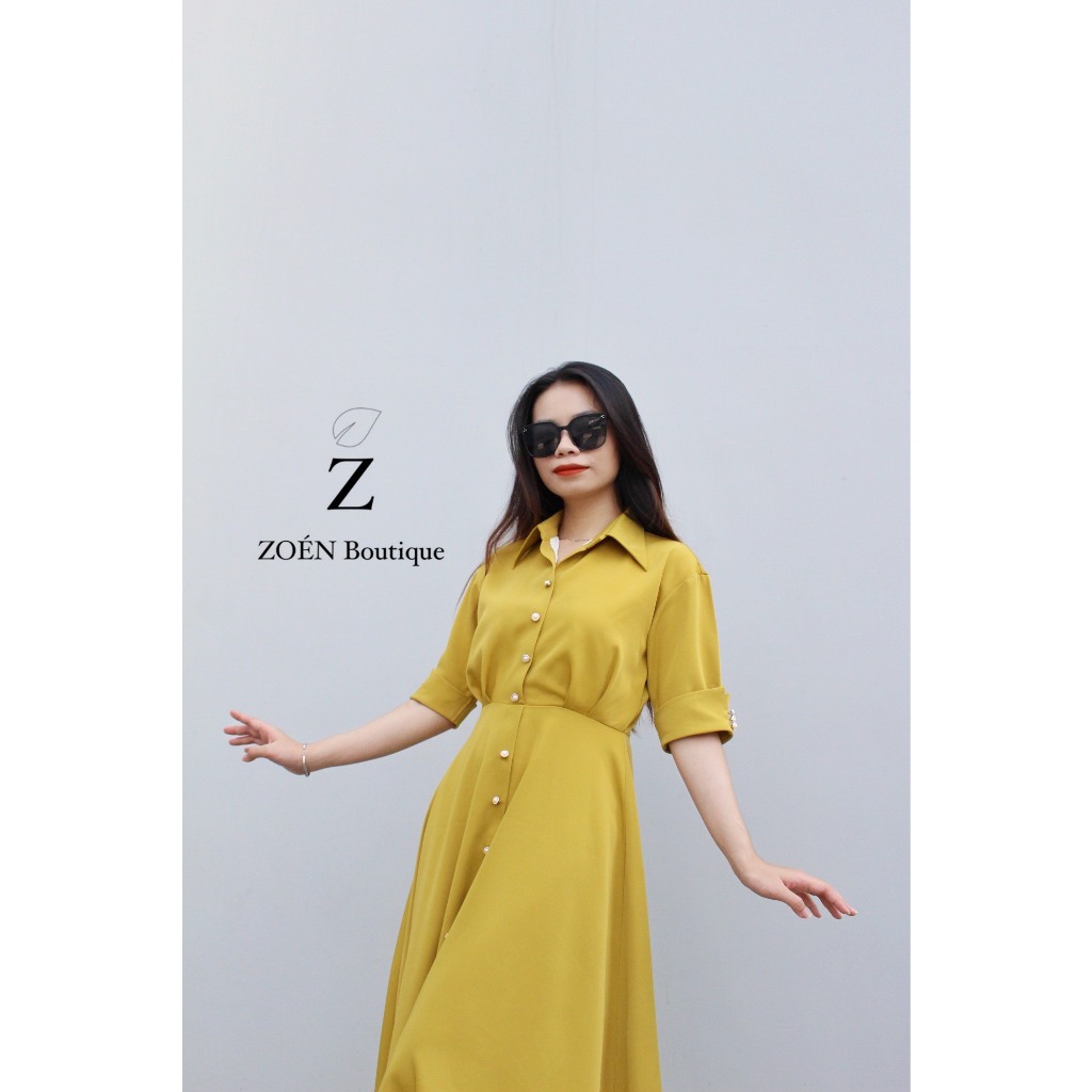 Đầm sơ mi nút ngọc ( vàng ) - Jasmine Dress by ZOÉN