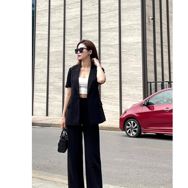 Áo vest blazer nữ cao cấp tay cộc Oxatyl M016 1 lớp mặc thu đông phong cách công sở 2023