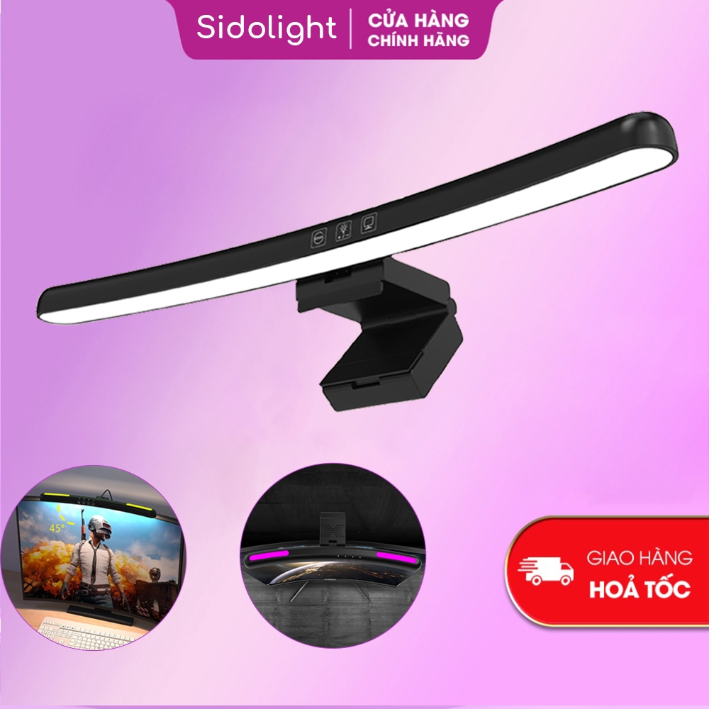 Đèn màn hình máy tính PC Sidolight SF301 treo màn hình cong kẹp máy tính đèn led cảm ứng 3 chế độ sáng có led RGB