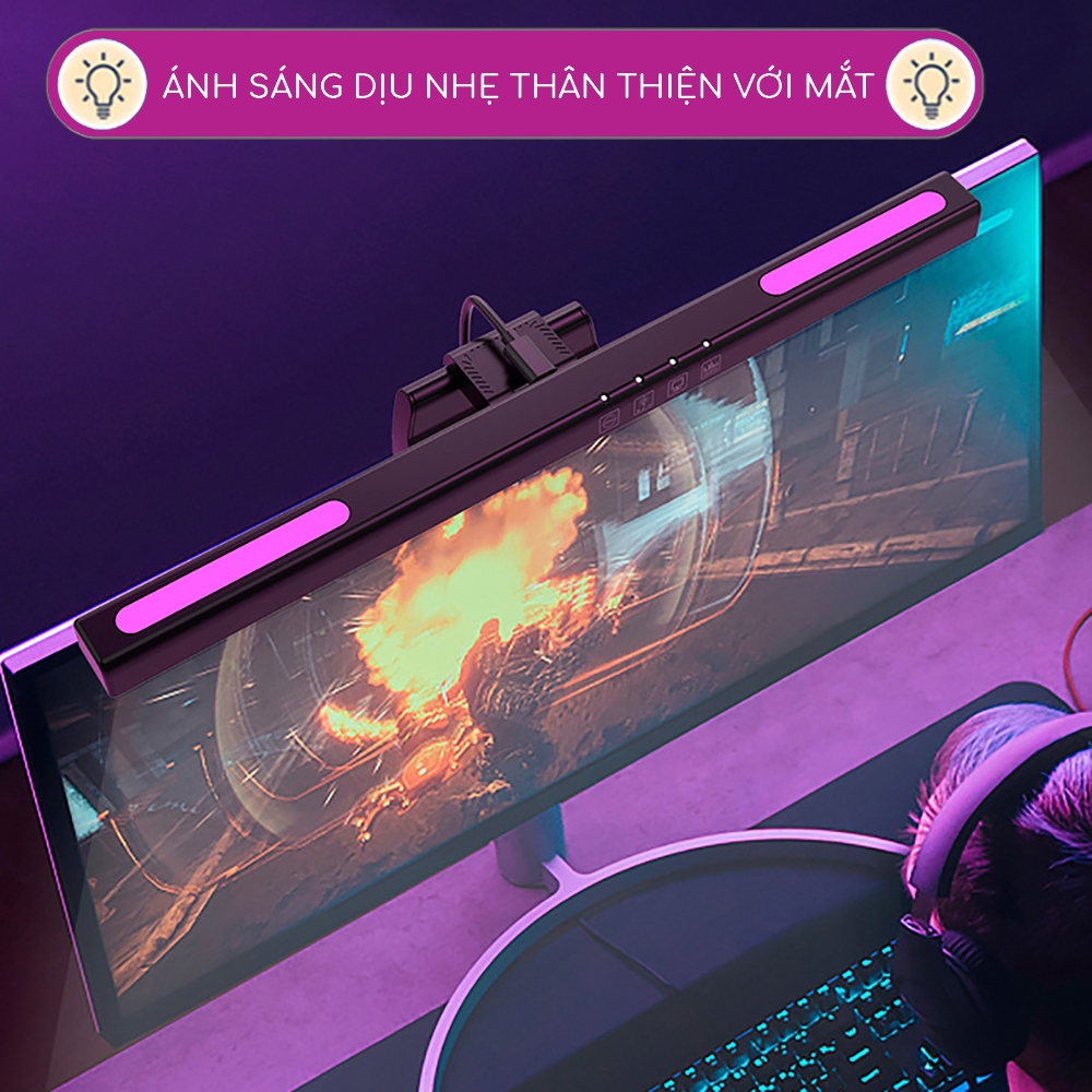 Đèn màn hình Sidolight SG301 có led RGB nhiều màu đèn treo kẹp máy tính pc laptop có cảm ứng 3 chế độ sáng