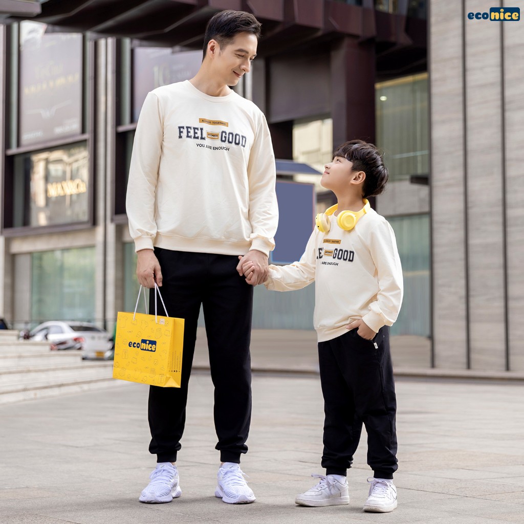 Bộ đồ nỉ nữ, bộ thu đông nam, bộ nỉ gia đình. Đồ bộ nỉ gia đình mùa đông cho bé gái, bé trai EcoFami Econice 2023