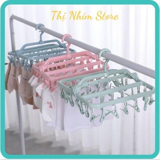Móc Chùm Nhựa Vuông 32 Kẹp Treo Phơi Tắt Vớ Áo Ngực Quần Lót Móc Treo Quần Áo Thông Minh Nhựa PP Siêu Bền( Hàng Loại 1)