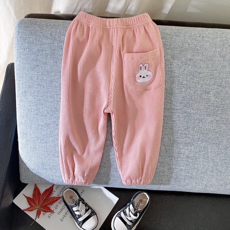 Quần dài bé trai bé gái chất liệu thun tăm thêu hoạ tiết ngộ nghĩnh HNK040