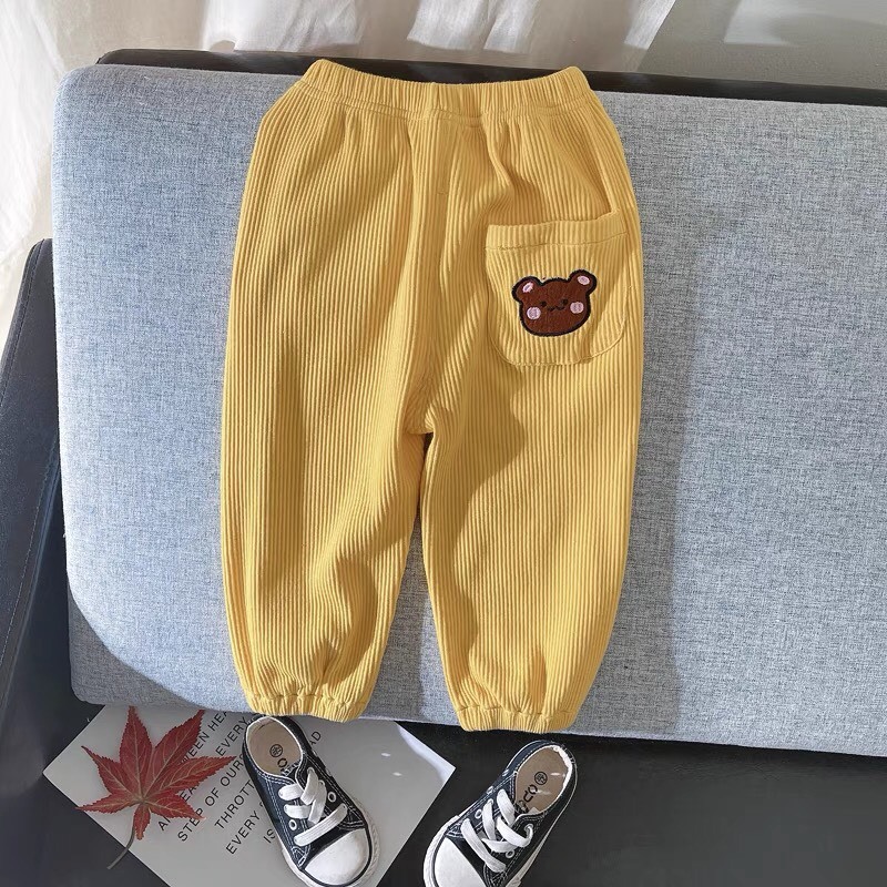 Quần dài bé trai bé gái chất liệu thun tăm thêu hoạ tiết ngộ nghĩnh HNK040