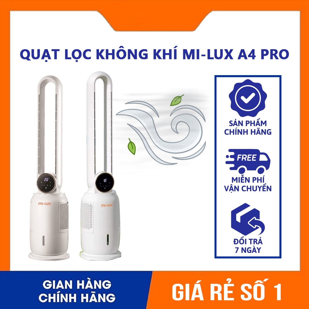 QUẠT GIÓ KHÔNG CÁNH MI-LUX A4 PRO LÀM MÁT BẰNG HƠI NƯỚC ĐÁ, LỌC KHÔNG KHÍ