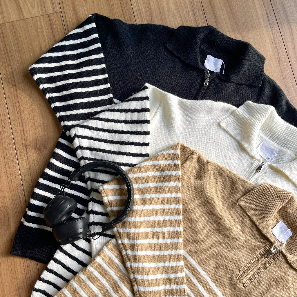 ÁO TAY DÀI DÂY KÉO SỌC- CHUOTCONG SW19