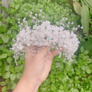 Cài hoa đá, bờm hoa cài tóc cô dâu