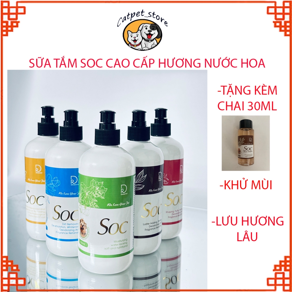 Sữa tắm chó mèo SOC cao cấp hương nước hoa - Khử Mùi Lưu Hương lâu
