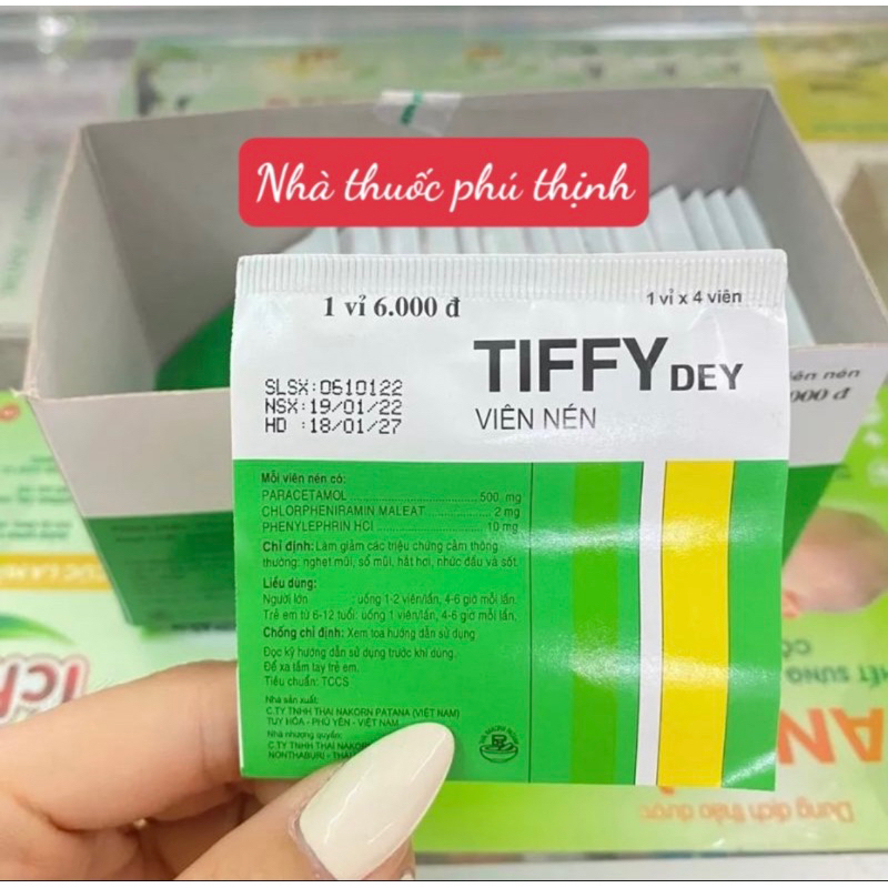 Tiffy vỉ 4 viên cảm sổ mũi, date mới nhất