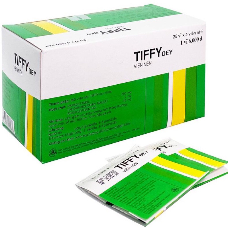 Tiffy vỉ 4 viên cảm sổ mũi, date mới nhất