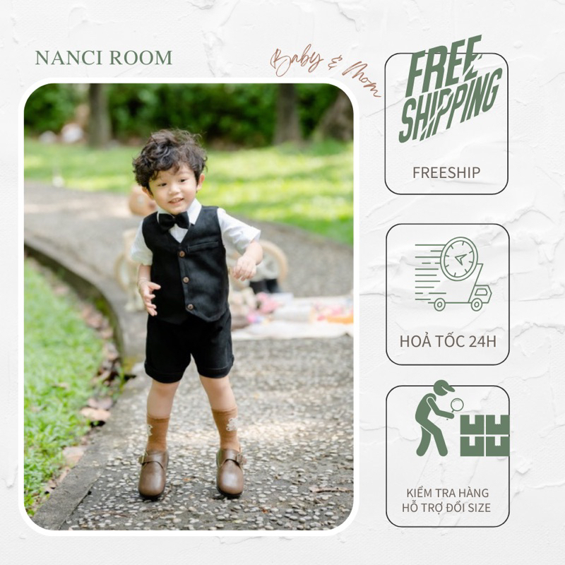 Set vét đen bé trai có nơ Nanci room