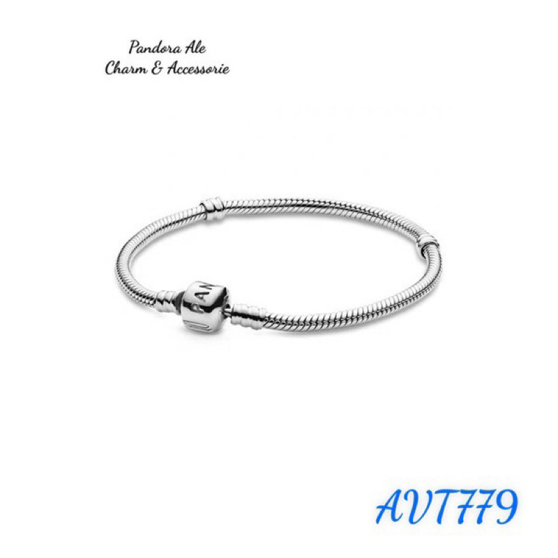 VÒNG ĐEO TAY PAN ALE KHOÁ TRỤ KHẮC LOGO BẠC S925