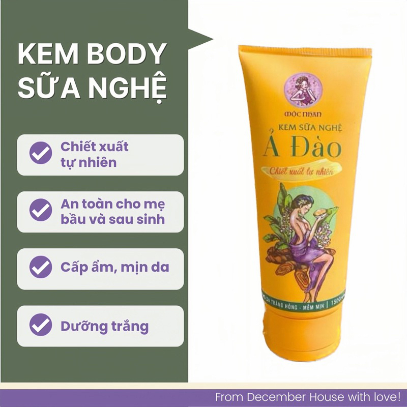 Kem Sữa Nghệ Ả Đào Dưỡng Body Trắng Mịn Mộc Nhan Natural