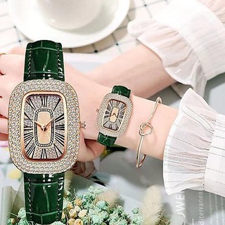 Đồng hồ nữ Burgi đính đá dây da sang trọng chính hãng