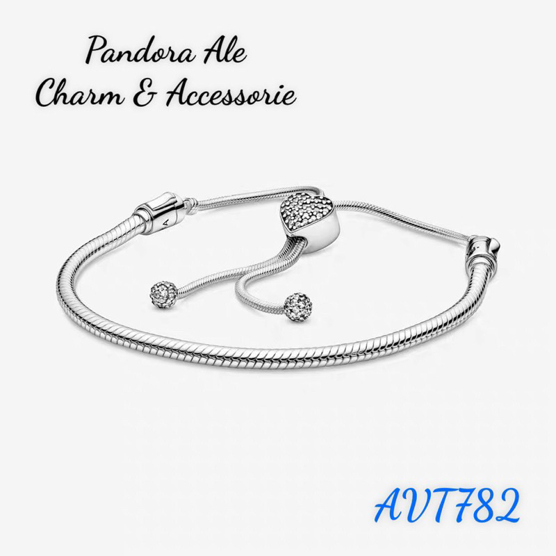 VÒNG TAY PAN ALE MỀM FREE SIZE KHOÁ TIM ĐÍNH ĐÁ BẠC S925