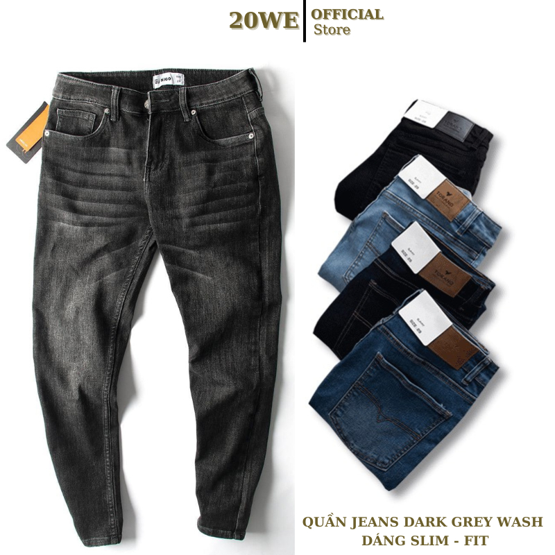 Quần Jeans nam xám đen 20WE dáng basic Slim Co Giãn Tốt, Không Bai,Bền Màu, Phom Trẻ Trung SF01 Hàng CAO CẤP XUẤT KHẨU