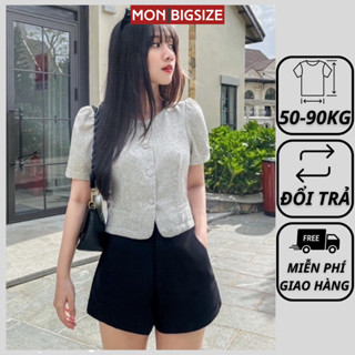 Set đồ bộ bigsize nữ dự tiệc đi chơi sang chảnh kiểu nút bọc thiết kế chất cotton lạnh MON big size 50 - 90kg