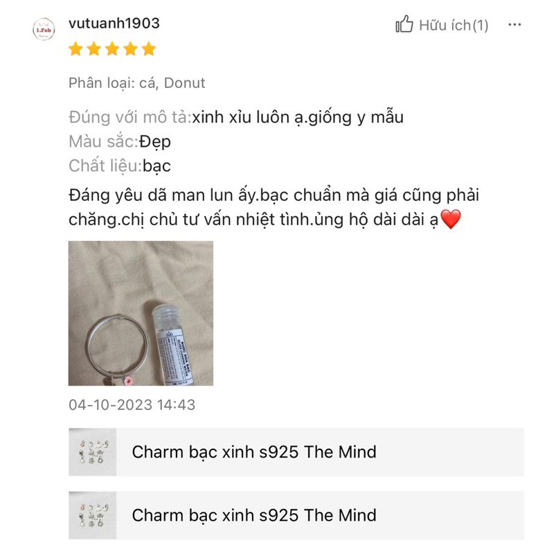 Mặt dây chuyền, charm mix lắc tay s925 The Mind