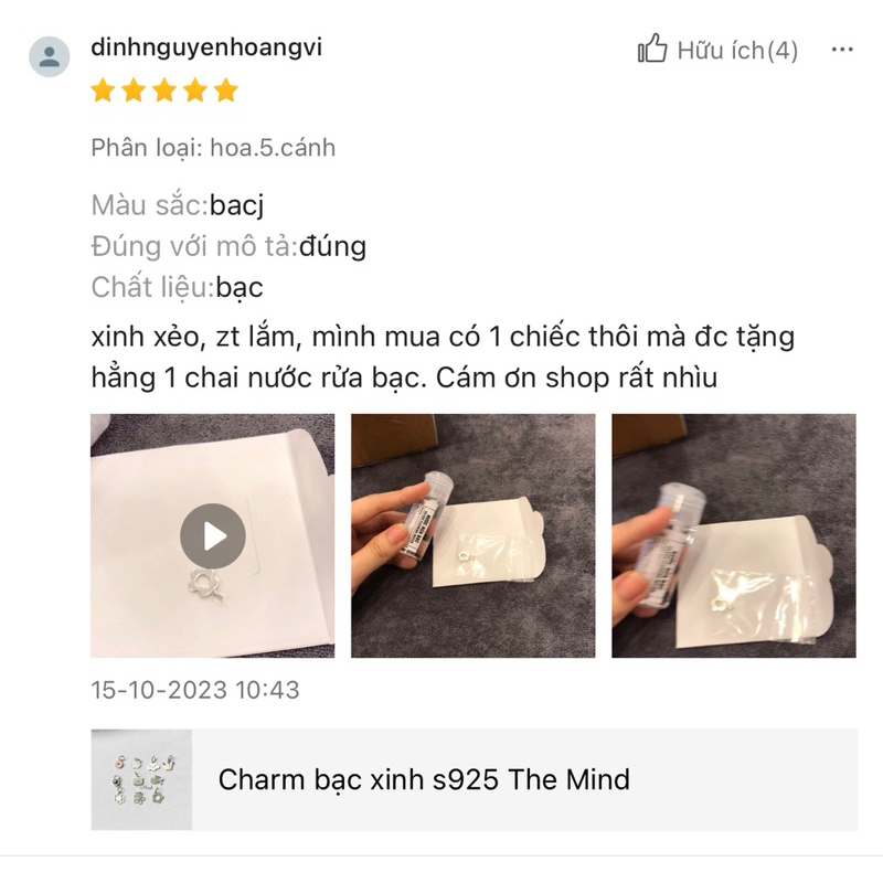 Mặt dây chuyền, charm mix lắc tay s925 The Mind