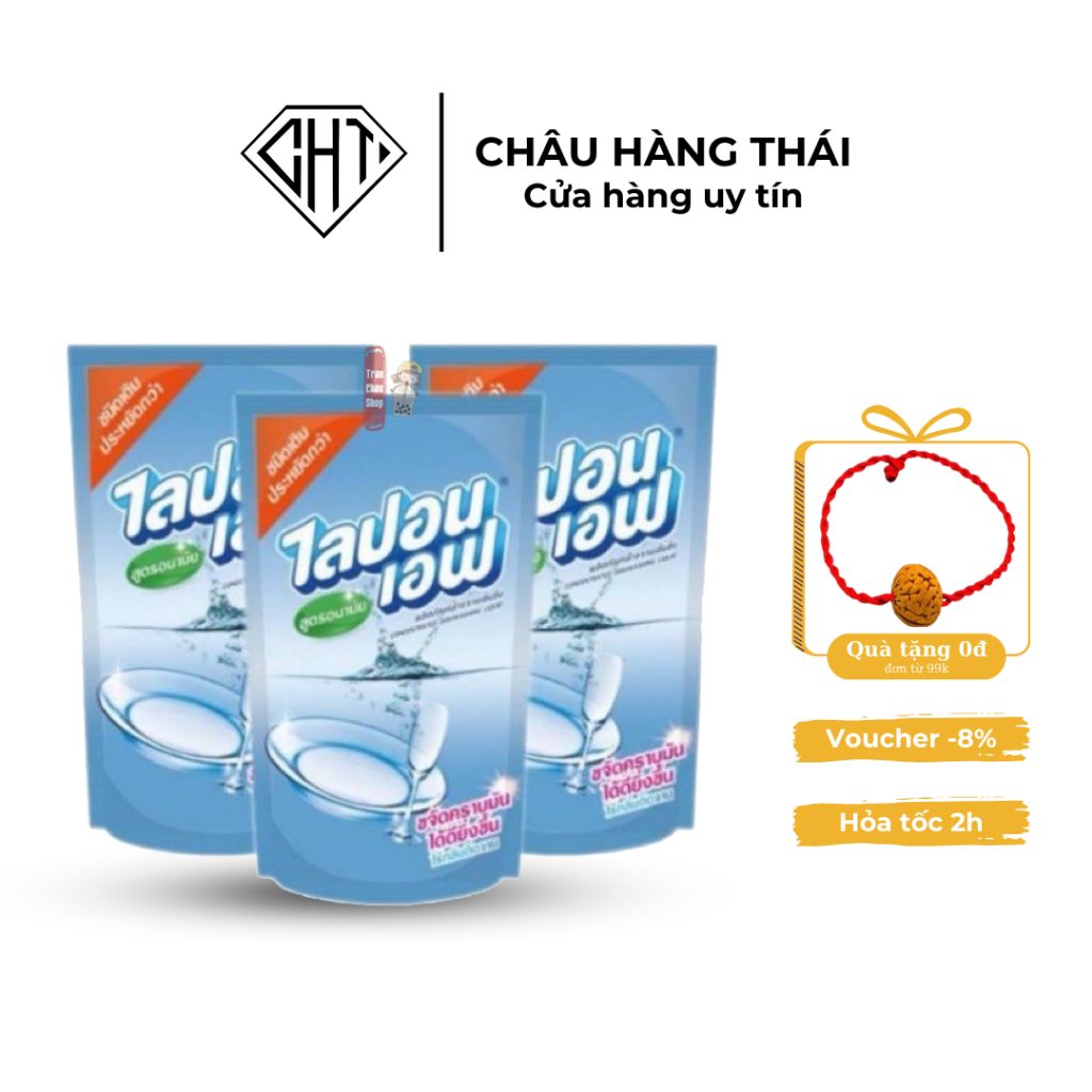 Combo 3 túi nước rửa chén Lipon không mùi Thái Lan 550ml*3